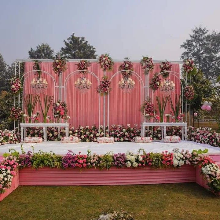 An elegant backdrop adorned with refined florals and sophisticated details