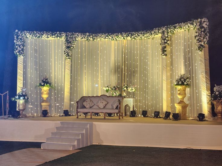 A thoughtfully designed stage creating a luxurious setting for the evening celebration